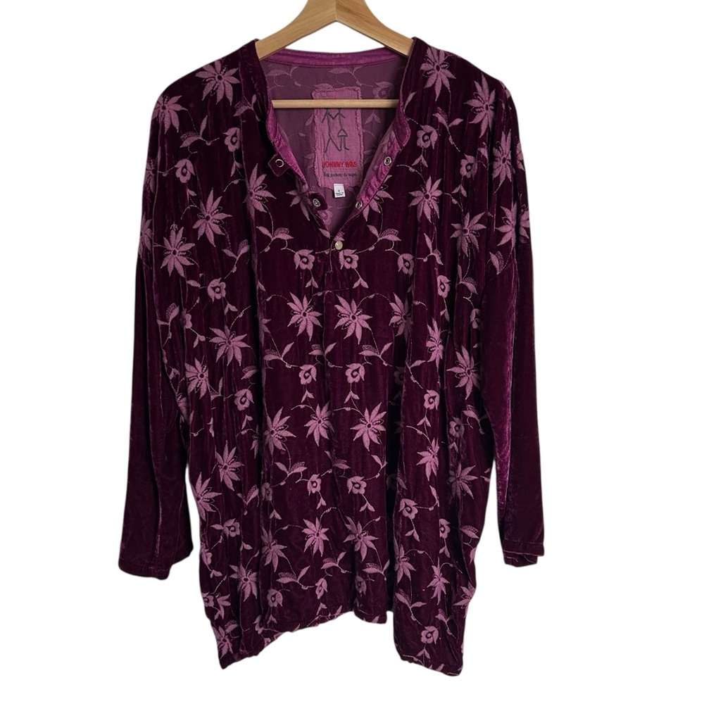 Johnny Was Sally velvet reglan blouse tunic Small